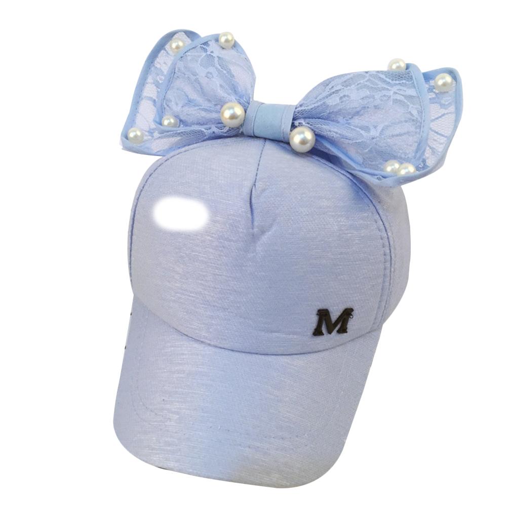 Girl Fashion Pearl Sun Hat Baseball Cap Creative Bowknot Hip Adjustable Hat
