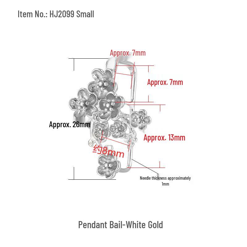 Women's Retro Plum Blossom Jadeite Pendant with Silver Bail Clip