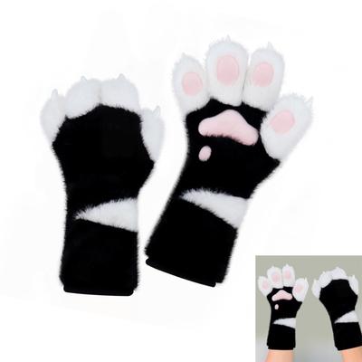 Fell Katzenpfoten Handschuhe Therian Pfoten Plüsch Fursuit Pfoten Halloween Cosplay Kostüm Tier Füchse Pfoten Fäustlinge Damen Herren