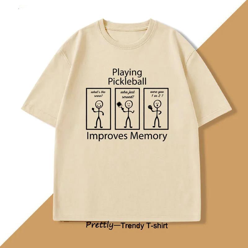 Giocare a Pickleball Migliora la Memoria Maglietta Divertente per Amanti del Pickleball Grafica Cotone Manica Corta Stampata T-shirt Unisex