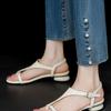 Vacation Style Mid-summer~ Niche Toe Sandals Women's Summer T-band Comfortable and Absolute Sub Low-heeled Open-toed Beach Shoes