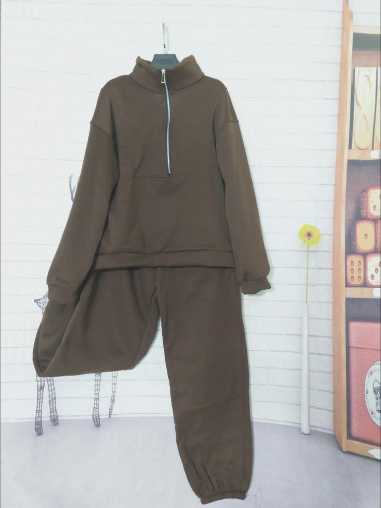 Traje de Invierno para Mujer de Dos Piezas de Forro Polar: Moda Estilo Callejero Europeo y Americano