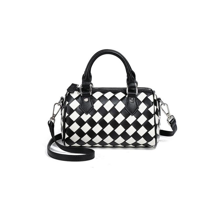Classic Boston Portable Women s Bag Simple Fashionable High-quality Woven Pillow Rhombus