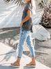 New Women's V-Neck Short Sleeve Loose Pocket T-shirt for Spring/Summer - Europe & America Style