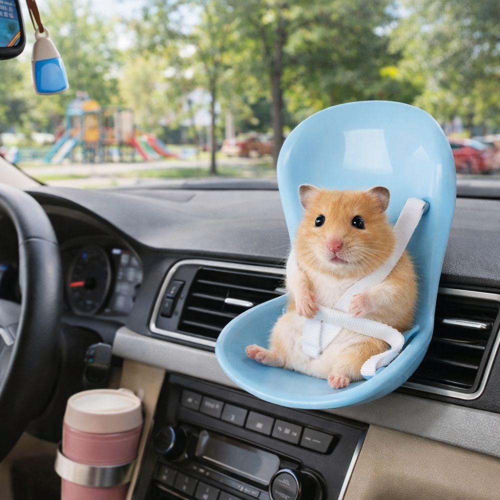 Secure Buckle Hamster Car Safety Seat Detachable Plastic Hamster Vent Mount Comfortable Small Animal Safety Carrier Small Pets
