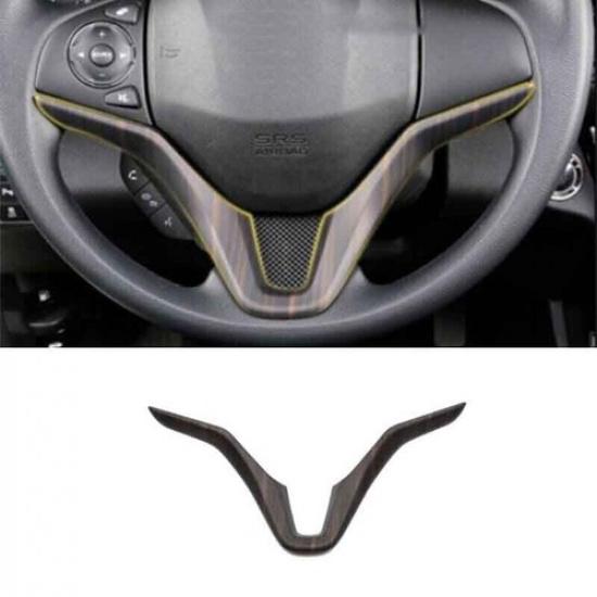Steering Wheel U Type Cover Decor 1pcs 2016- Black Wood Grain For Honda HR-V
