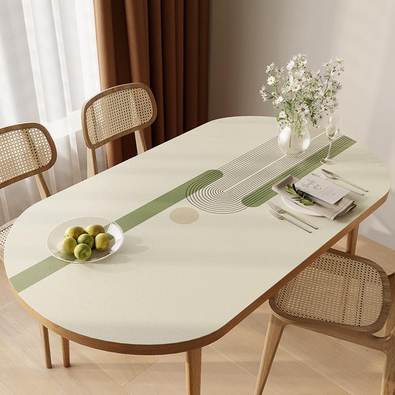 Oval Tablecloth Waterproof Oil-Proof Scalding Leave-In Oval Table Mat Leather Household Nordic Internet Celebrity Table Cloth