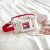 Cherry Patch Kitty Cat Cotton Makeup & Stationery Bag - Cute, Portable Wristlet