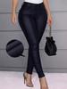 Rose Beauty A Winter Warm Women Pants High Waist Thermal Lined PU Leather Skinny Cropped Trousers