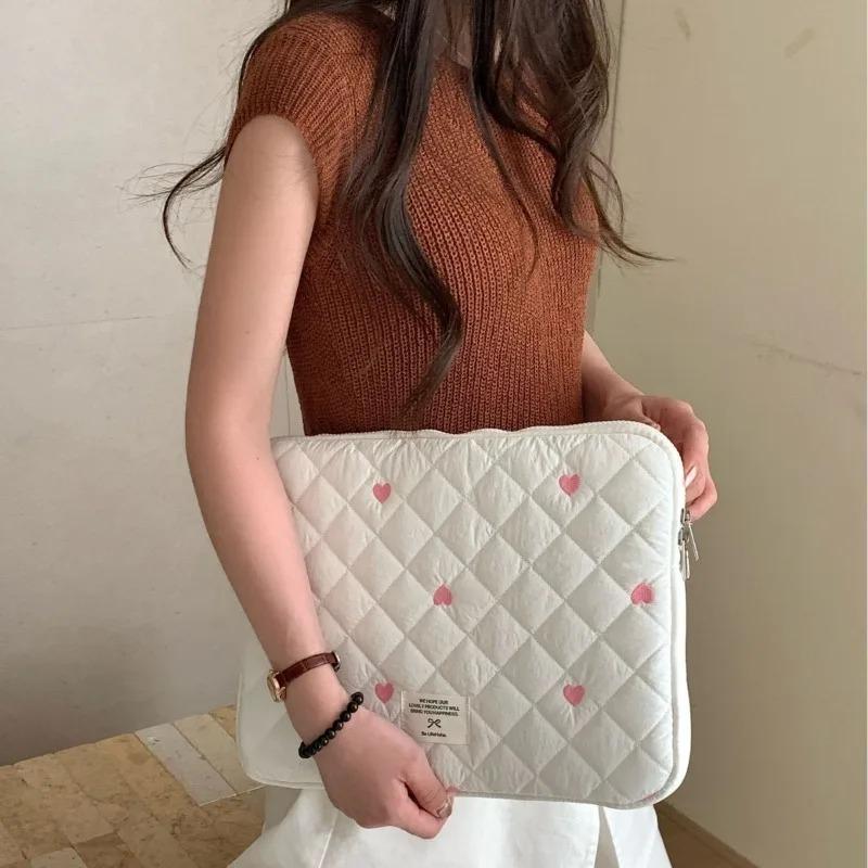 11/13/15 Inch Universal Korean Fashion Tablet PC Case Jacquard Heart Laptop Comupter Storage Bag Portable Large Capacity Bag