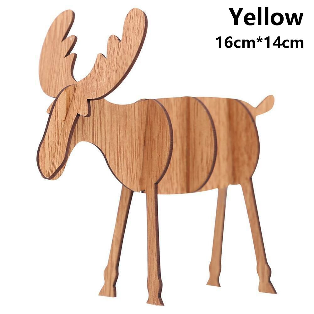 

Cute DIY Party Decor Home Christmas Decoration Xmas Tree Hanging Pendants Wooden Elk Deer Ornaments 16cmx14cm жёлтый