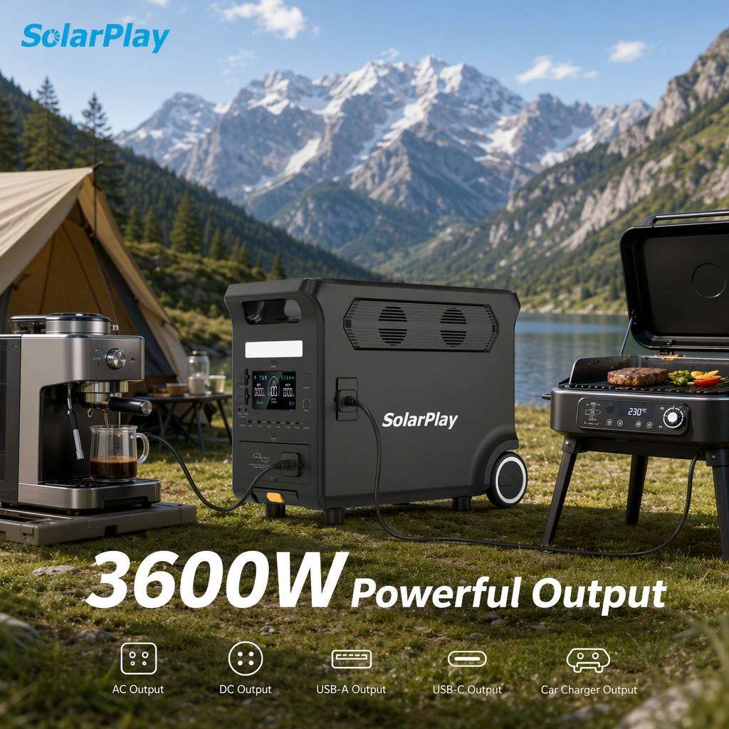 Solarplay 3600W Portable Power Station 3840Wh Solar Generator Certified Home Backup 30% ITC Eligible Battery