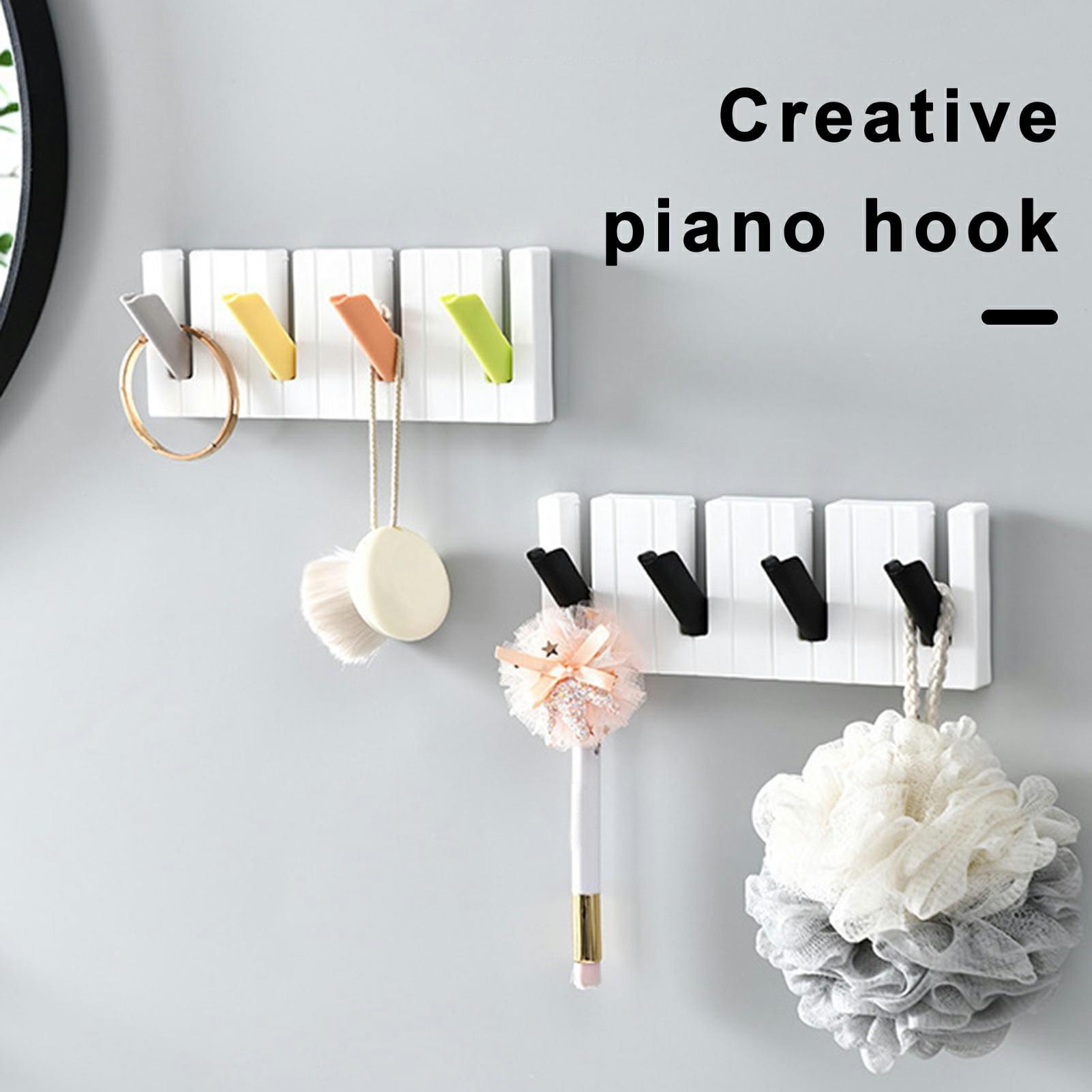 

Creative Piano Design Key Holder Drill Free Foldable Coat Hanger Rack for Bathroom Entryway Multi-Color