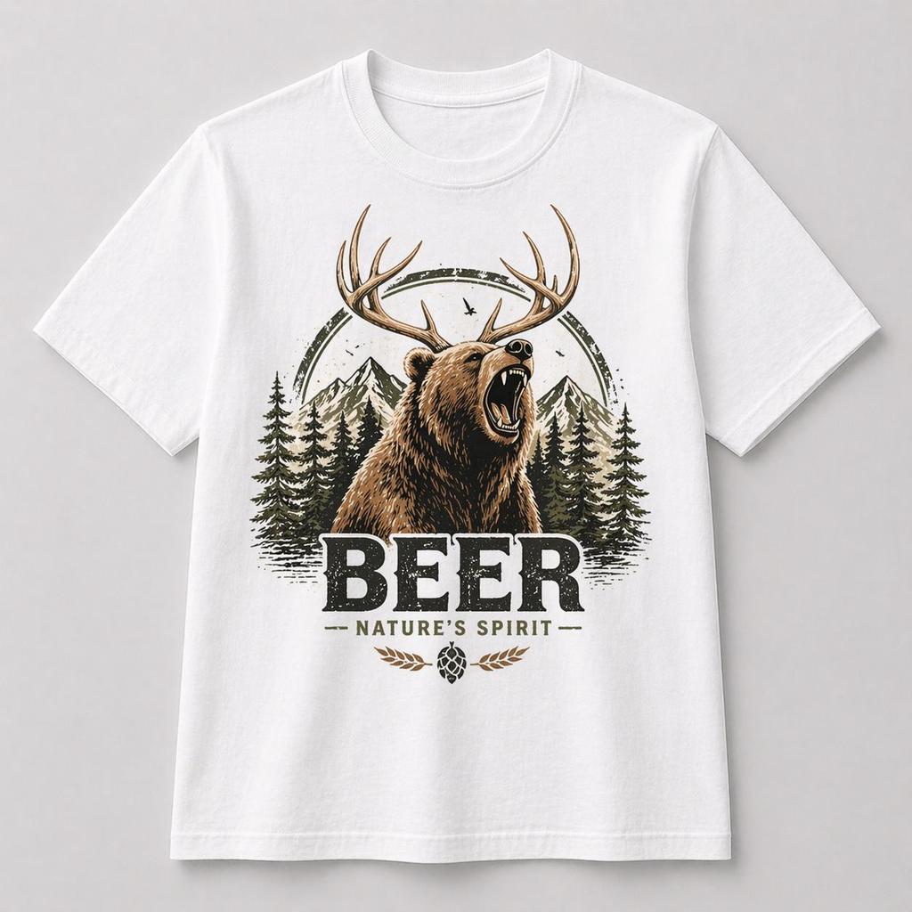 Wild Spirit Bear Tee – Vintage Antler Bear Graphic T-Shirt