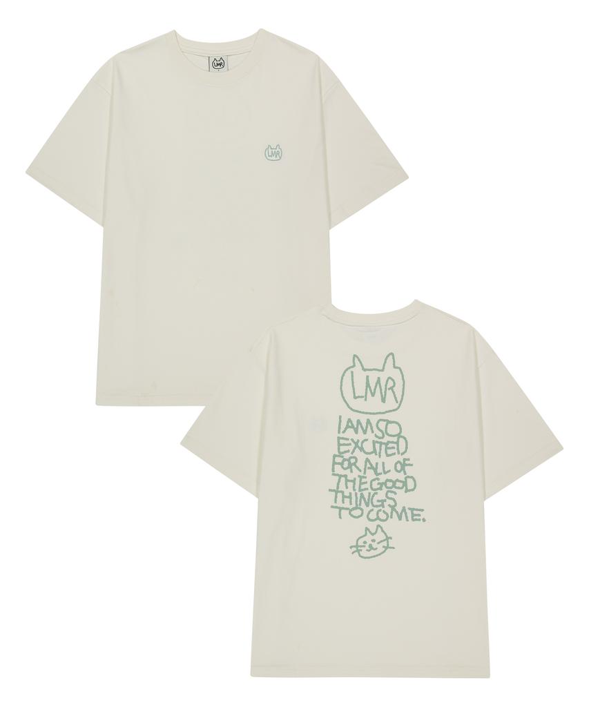 LMR Symbol Embroidered Logo Drawing T-Shirt Cream