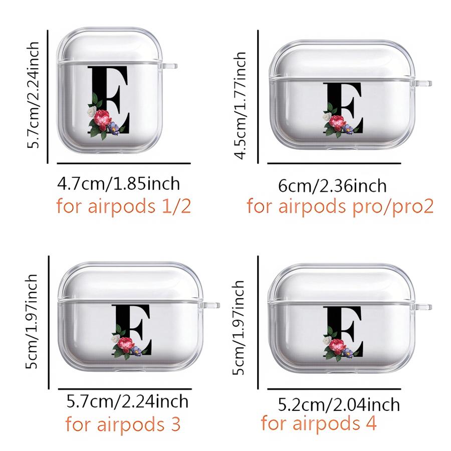 Case For Airpods 1 Pro2 Pro3 3 4 2 Pro Clear Earphone Cases Cover Lnitial Letter