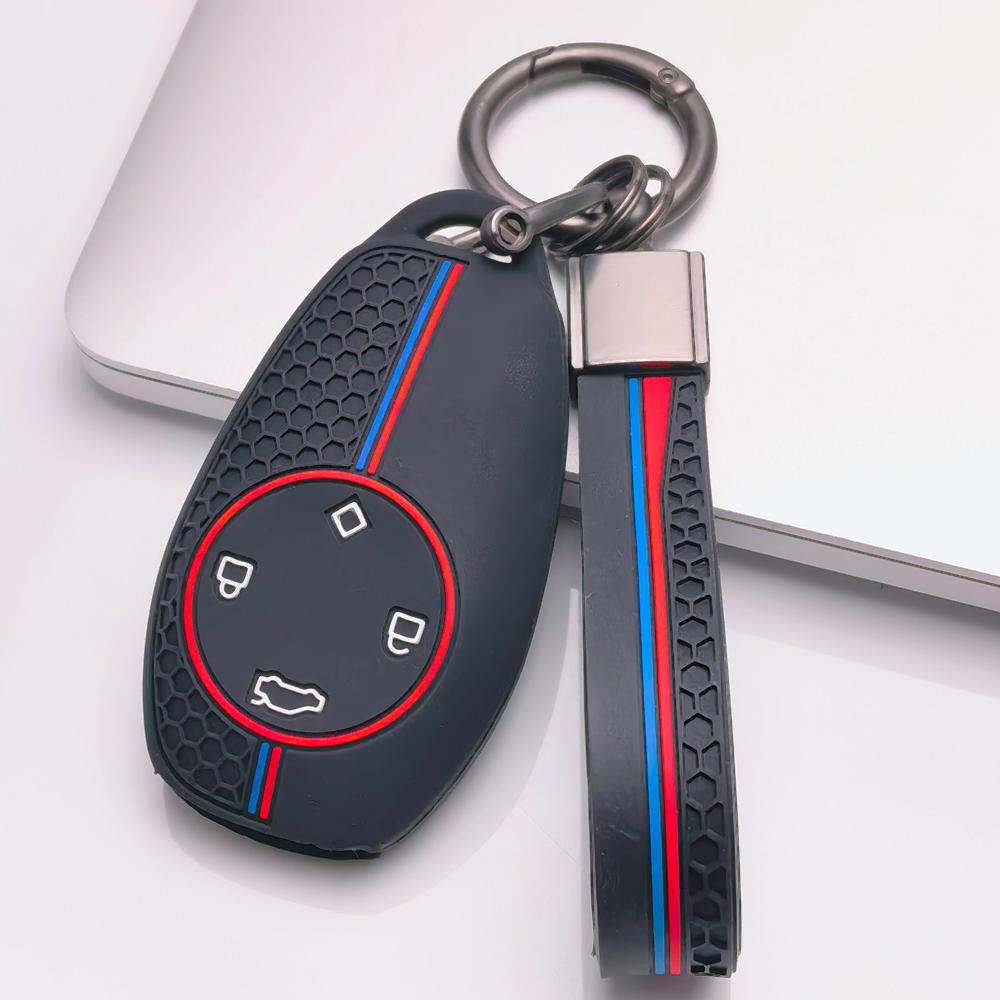 Soft Silicone Remote Key Case for Leapmotor T03 S01 C11 C01 C10 C07 with Keychain Honeycomb Texture Racing Stripe Car Remote Key Sleeve