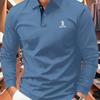 Men's Outdoor Golf and Equestrian Casual Polo Shirt with Long Sleeves. A Mature Men's Business Casual Polo Shirt, Breathable and Comfortable.