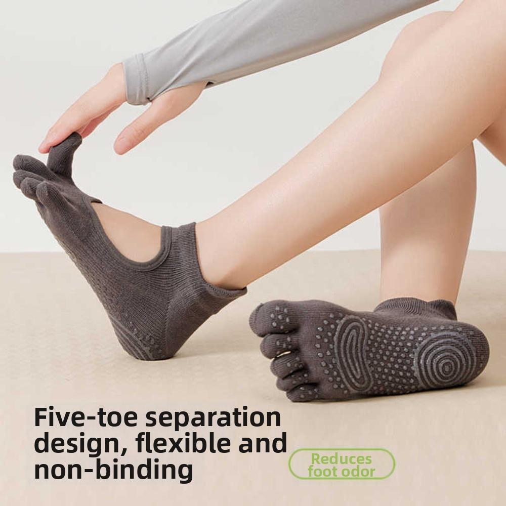 Anti-Rutsch Fünf-Zehen Bootssocken Fünf-Finger Boden Zehensocken für Pilates und Fitness