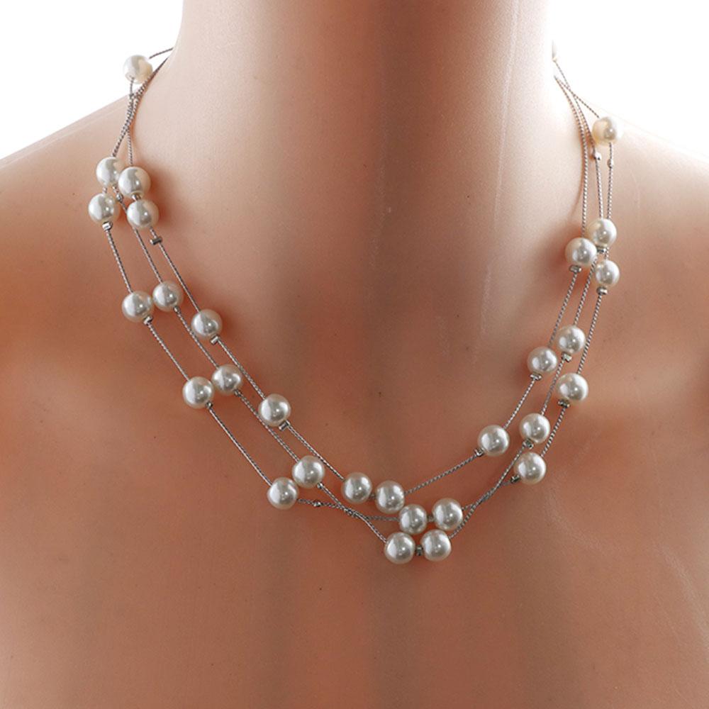 Beaded Multilayer Earrings Wedding Bridal Set Jewelry Sets Necklace Earrings Sets Pearl Necklace