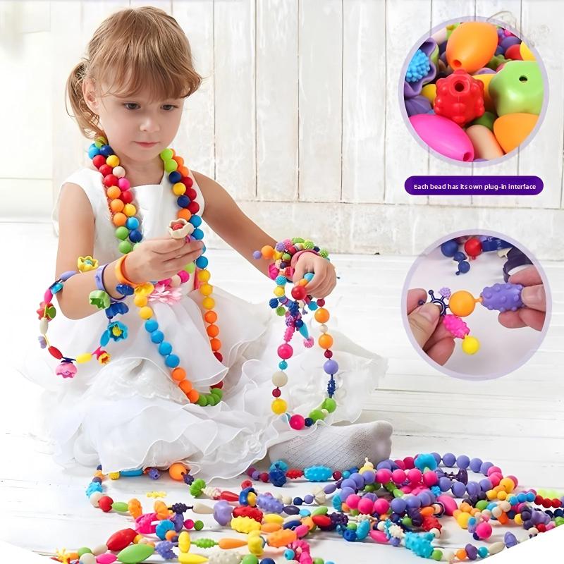 Children's DIY Bead Jewelry Making Kit Beginner Friendly Craft Set for Girls Make Necklace Bracelet Ring Art Craft Gift