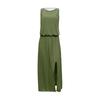 Women Beach Dress Round Neck Sleeveless Elastic High Waist Maxi Dress