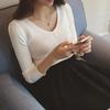 Autumn and Winter New Sweater Women's Slim and Thin V-neck Bottoming Shirt Core-spun Yarn Student Korean Version Pullover Knitted Sweater Women's