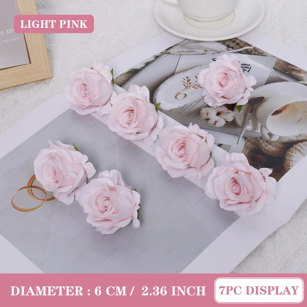 7pcs 6CM Silk Rose Heads Vintage Artificial Flowers Wedding DIY Wreath Garland Accessories DIY Gifts Box Scrapbooks Decor