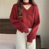 Autumn And Winter New Design Sense Hanging Neck Sweater Women's Fashion V-neck All-match Slimming Clavicle Knitted Top