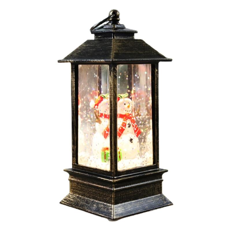 Christmas Snow Lantern Battery Operated LED Light Water Glittering Santa Snowman Hanging Night Lamp Holiday Decor
