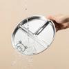 WORTHBUY Round Dinner Plate With Compartments 304 Stainless Steel Divided Dinner Dish Fruit Salad Food Plates Kitchen Tableware