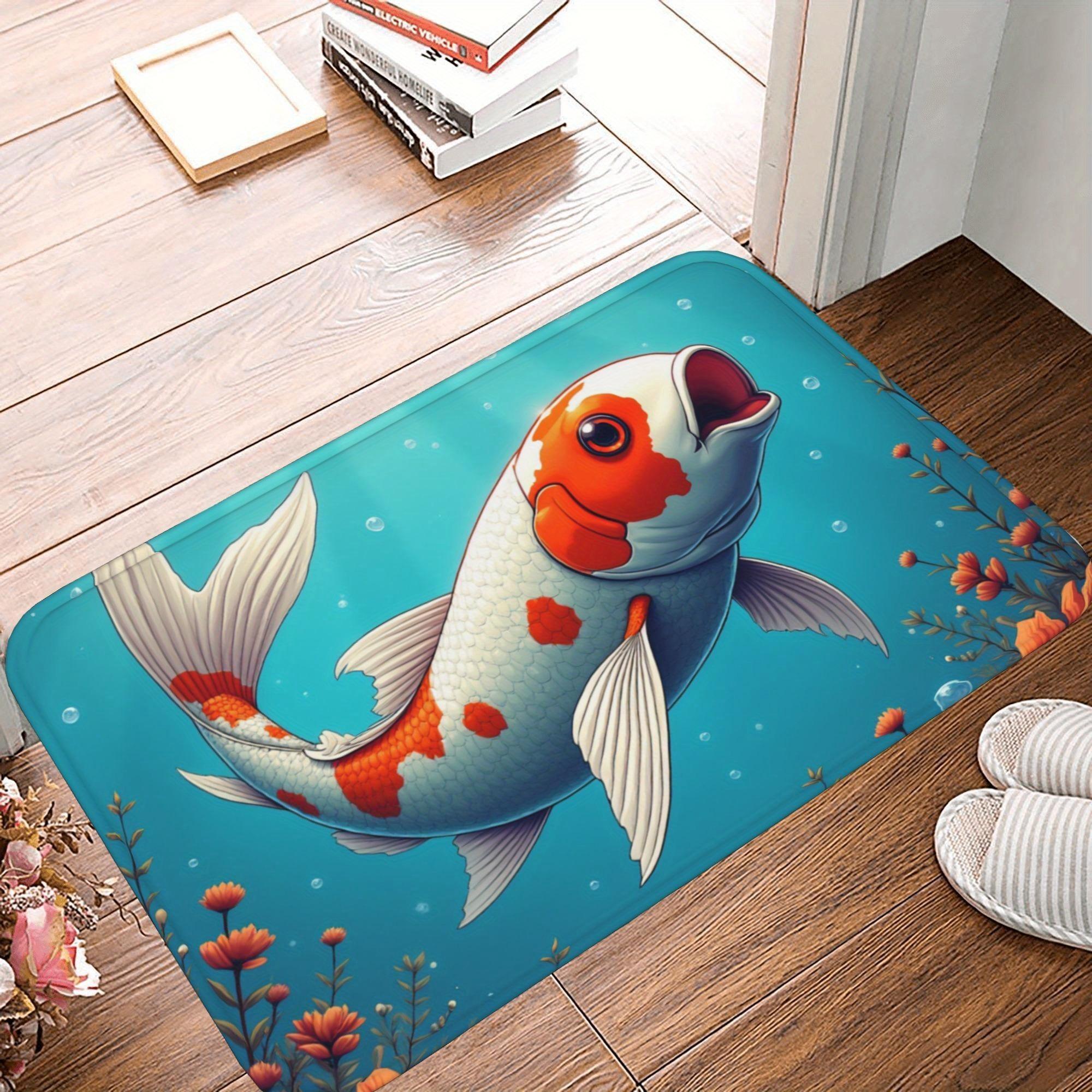 1PC Koi Carp in Motion Kitchen Rug Non-Slip Door Mat Pop design Bathroom Rug Bath Mat Carpet for Home Sink Laundry Decor 40cm x 60cm