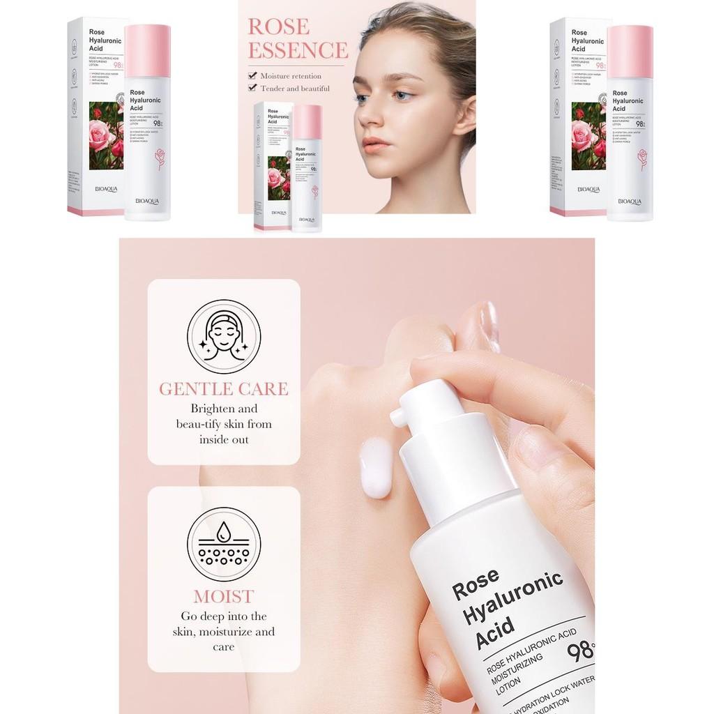 Bioaoua Rose Hyaluronic Moisturizing Lotion Hydrating Lightweight Non Greasy For All Skin Types 100ml