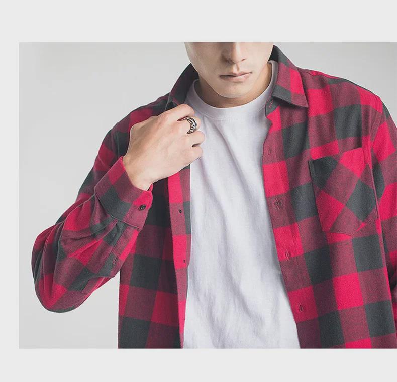 Men's Trendy Plaid Shirt: Long-Sleeved, Loose, Brushed Casual Jacket for Spring, Summer, and Autumn