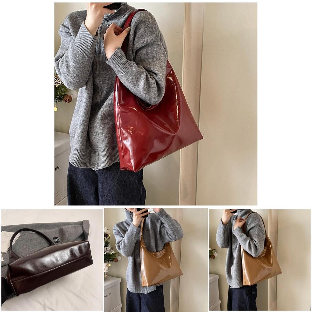 Modische Eimtasche mit großer Kapazität für Damen Stilvolle einfarbige Tragetasche