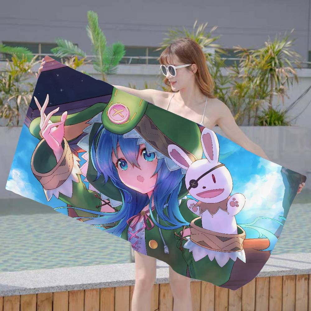 Date A Live Anime Microfiber Printed Beach Towel Mountain Climbing Yoga Beach Swimming Running Absorbent Soft Towel