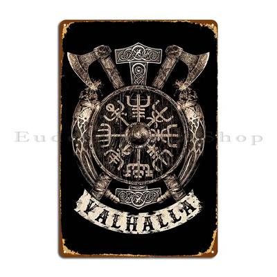 Viking Vegvisir Štít Kovová Doska Nástenná Dekorácia Zábavná Potlačená Nástenná Maľba Kino Plechová Tabuľa Plagát