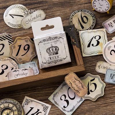 Vintage Date Album Paper Lable Stickers Crafts and Scrapbooking Decorative Lifelog Sticker