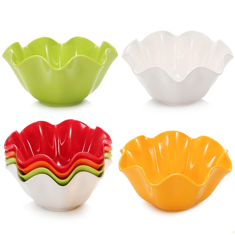 Rotating Lace Edge Melamine Vegetable Skewer Hot Pot Bowl - Commercial Plastic Salad & Tableware Bowl