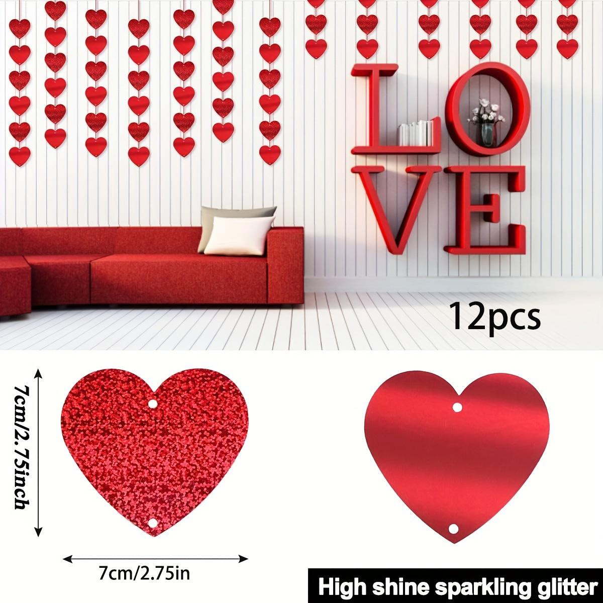 

12 шт. Красная гирлянда в форме сердца для вечеринки, украшения на День святого Валентина, идеально подходит для праздничной атмосферы Pack of 6