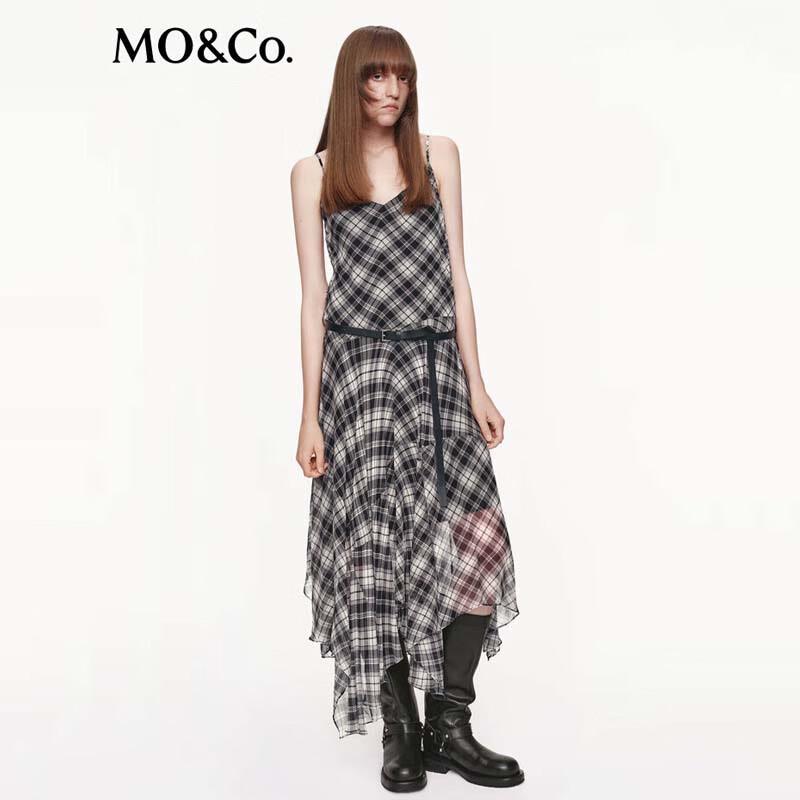 

MO&Co. Women s MBE3DRS029 Low-Waist Irregular Spaghetti Strap Dress M