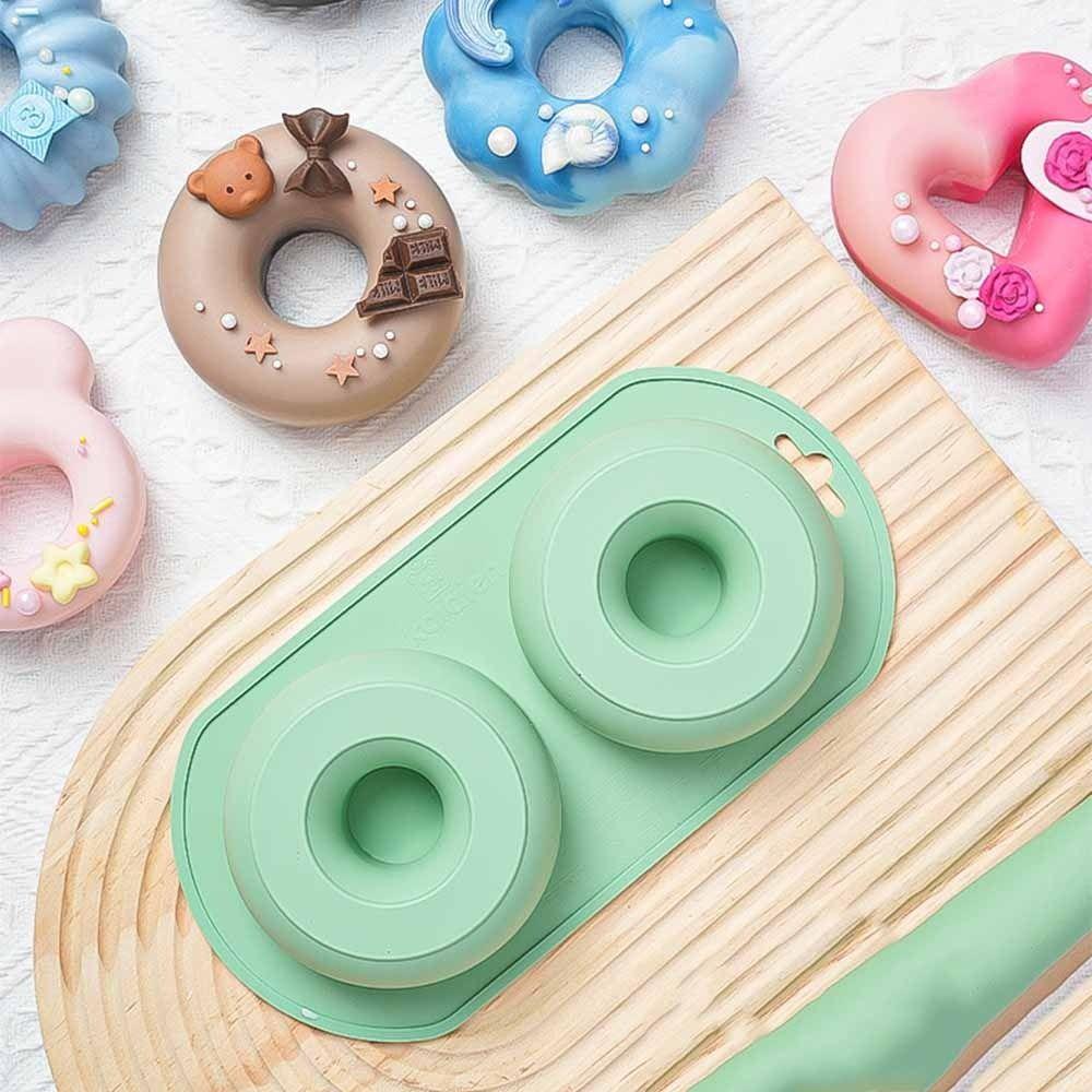 DIY Silicone Baking Pan 2-Cavity Cake Mold Non-Stick Doughnut Baking Mold Dessert