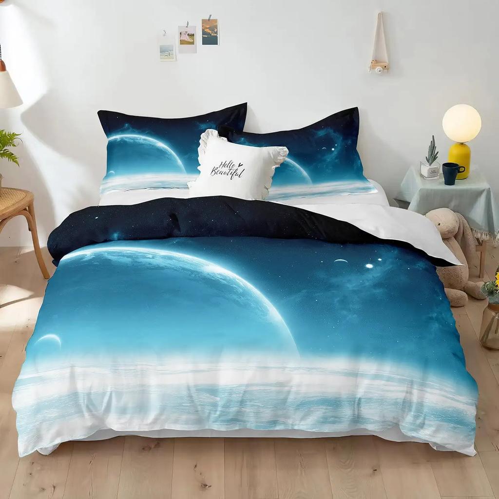 Comforter Huge Earth Planet Theme For Children Boy Girl Teens Mercury Galaxy Space Blue King For Bedroom Decorations Warm Soft