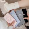 Warm Plush Soft And Waxy Thickened Embroidered Bow Wool Socks Korean Sweet Pile Socks