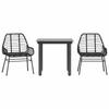 VidaXL Ensemble à manger de jardin 3 pcs noir résine tressée verre 3334534
