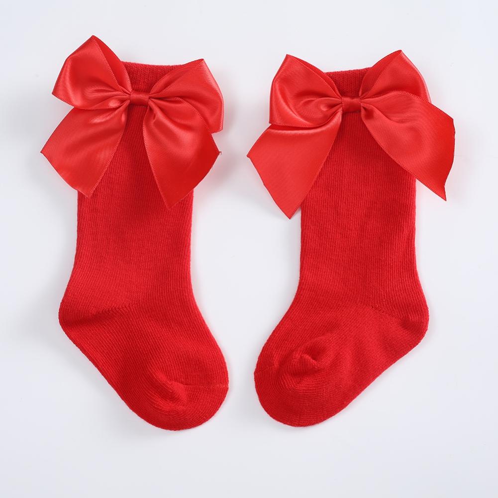 Newborn Baby Girls Big Bow Long Socks Cotton Cute Socks Kid Spring Clothing Unisex Toddlers Soft Cotton Socks 0-3Years