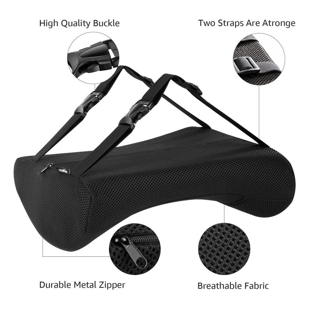 AmazonBasics Seat Cushion Lumbar Support Cool Gel Memory Foam Black 42 cm x cm x 7 cm x 32 cm x 10 cm Set of Rectangular & 37.9 cm/32.9 2,