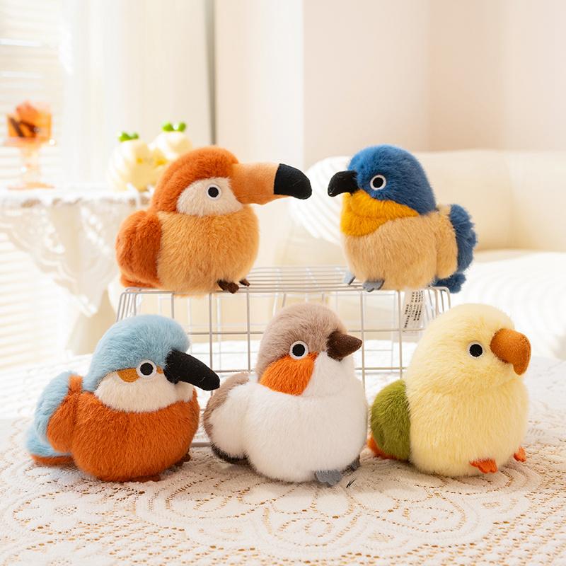 11cm Interesting Simulation Bird With Pointed Beak Sparrow Plush Toy Soft Animal Home Decoration Children'S Girl Birthday Gift