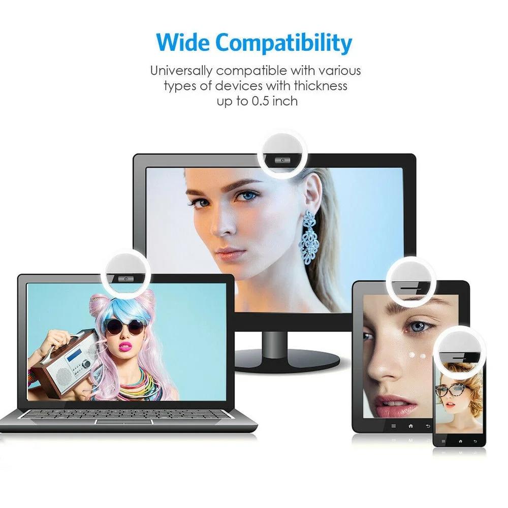 1pc Battery Powered Led Selfie Ring Light Mobile Phone Lens Lamp Adjustable Live Brightness Portable Selfie Fill Ring Light