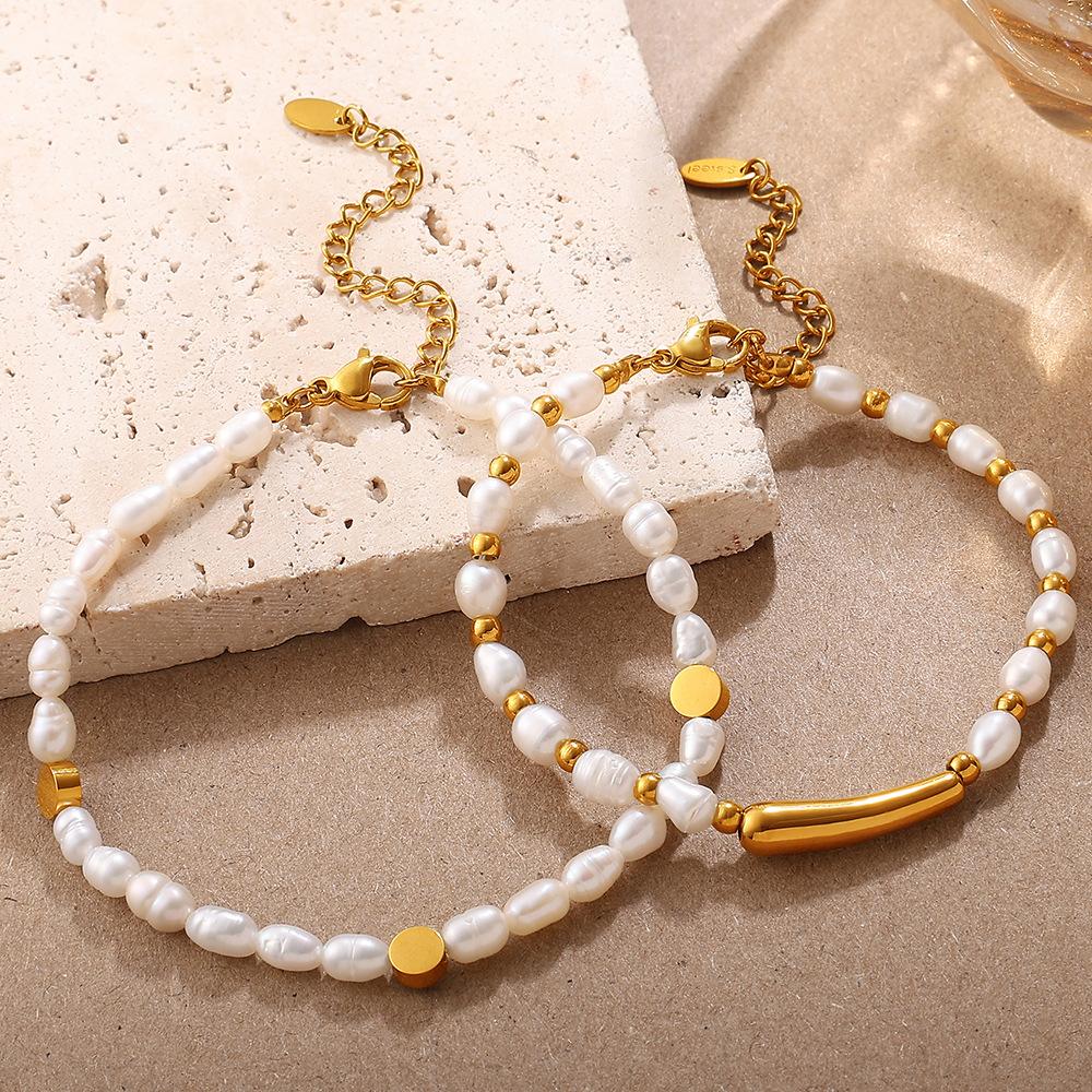 Waterproof New Baroque Freshwater Pearl Bracelet Necklace Set Light Luxury Beaded Bracelets With EU Reach US CPSIA Standard